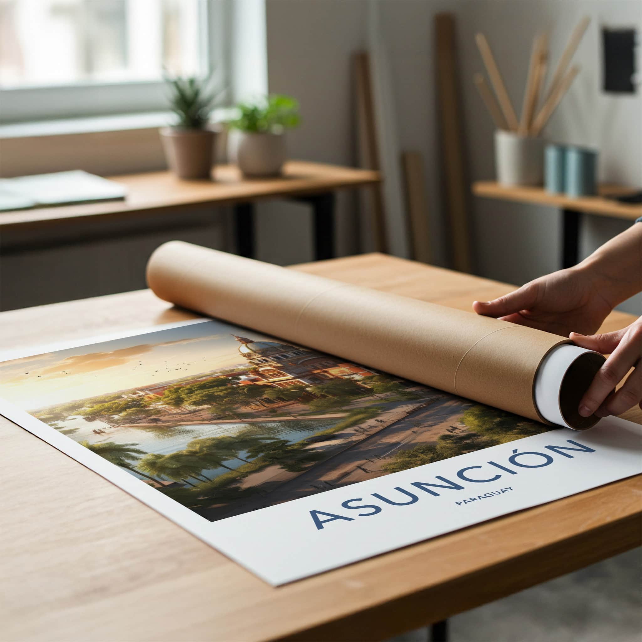 Asuncion Poster - Paraguay Travel Art - Sunset City River Home Decor