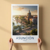 Asuncion Poster - Paraguay Travel Art - Sunset City River Home Decor