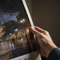 Asuncion Poster - Paraguay Travel Print - Rainy City Night Wall Decor