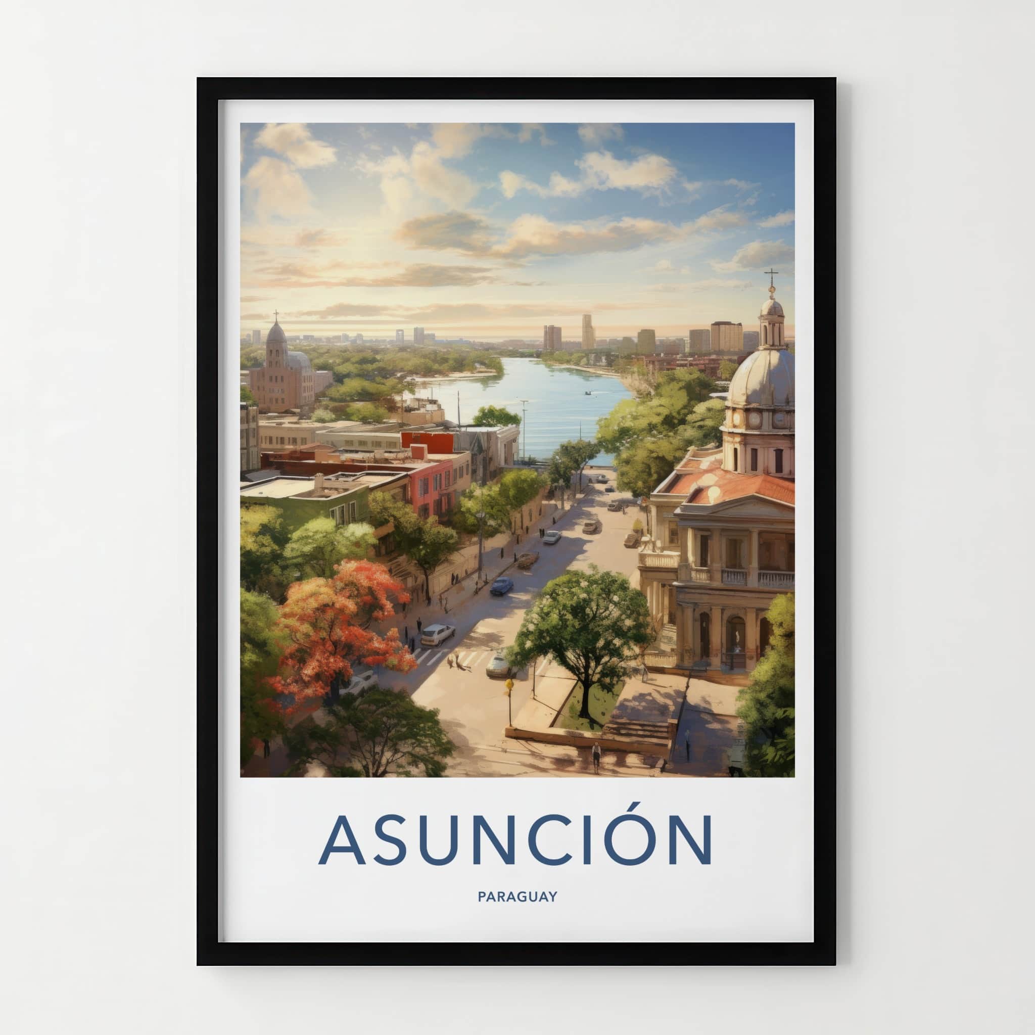 Asuncion Poster - Paraguay Travel Print - Urban River View Home Decor