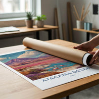 Atacama Desert Poster - Chile Wall Art - Pink Lake Flamingos Home Decor