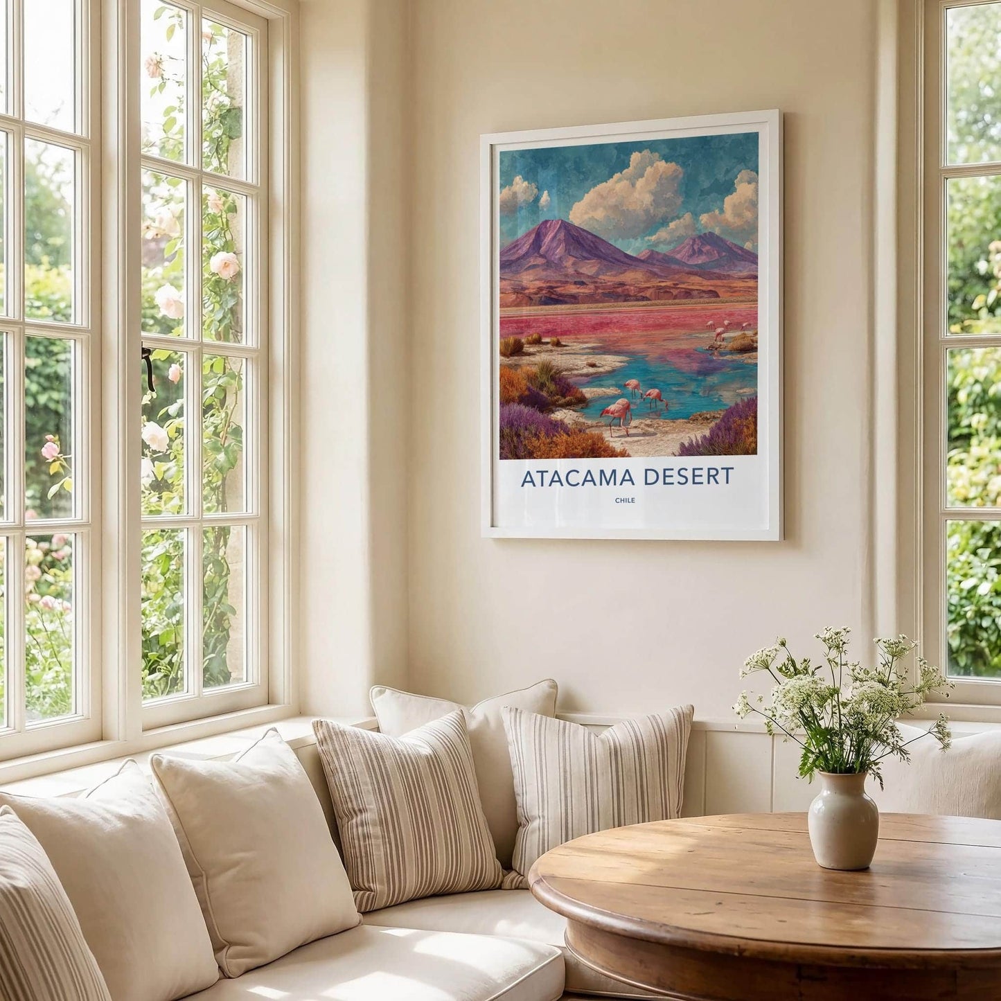 Atacama Desert Poster - Chile Wall Art - Pink Lake Flamingos Home Decor