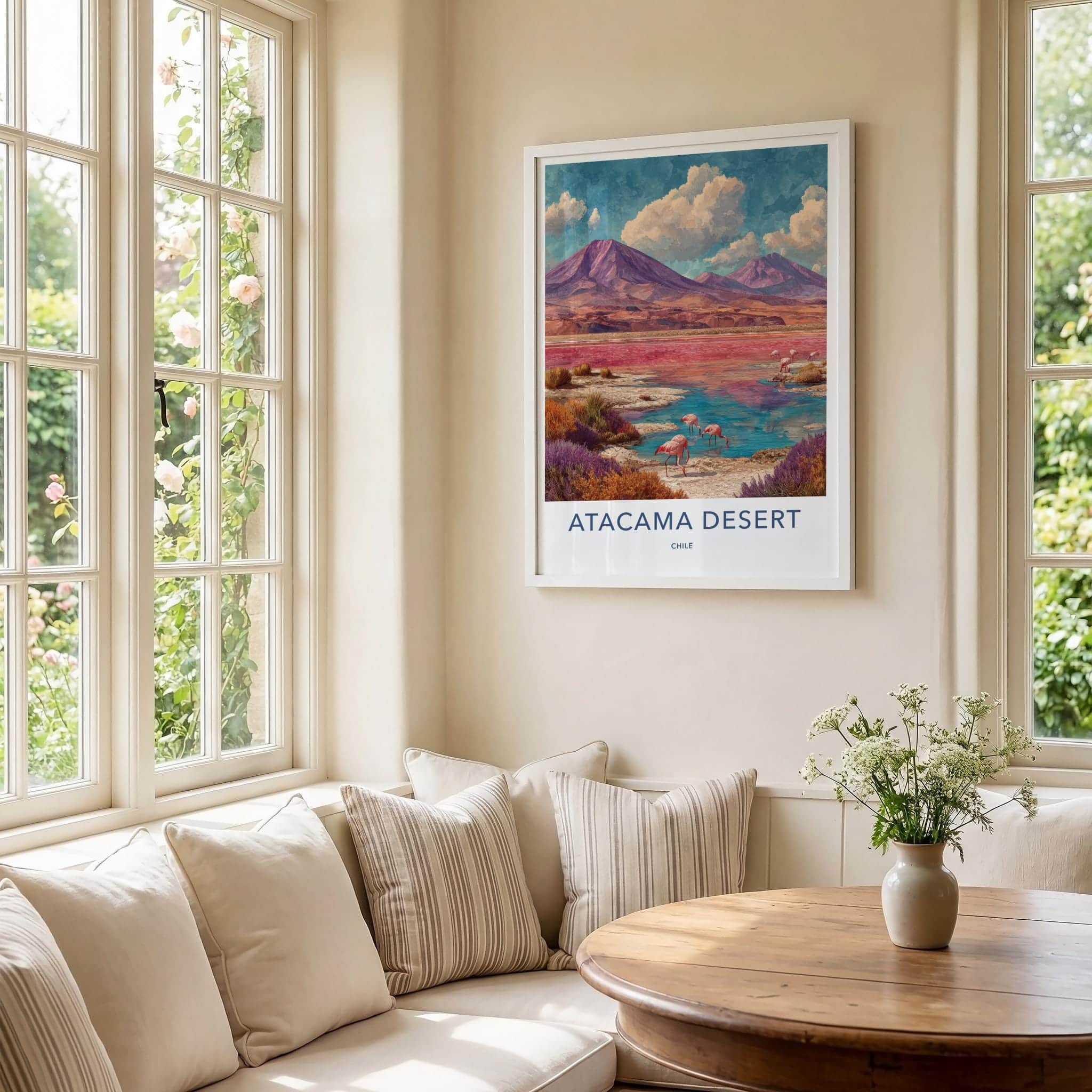 Atacama Desert Poster - Chile Wall Art - Pink Lake Flamingos Home Decor