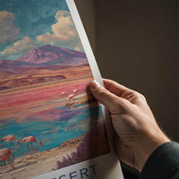 Atacama Desert Poster - Chile Wall Art - Pink Lake Flamingos Home Decor