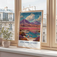 Atacama Desert Poster - Chile Wall Art - Pink Lake Flamingos Home Decor
