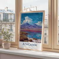 Atacama Poster - Chile Travel Art - Red Lake Flamingos Home Decor