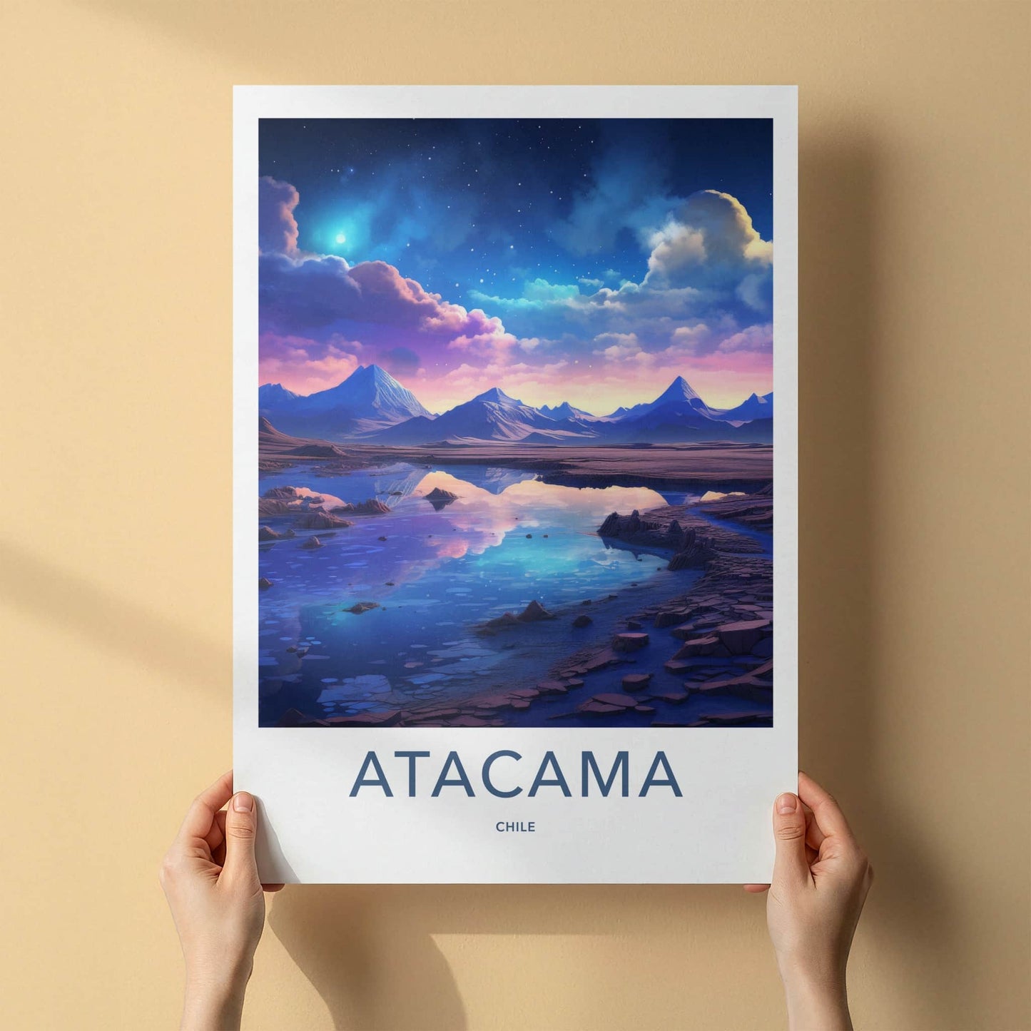 Atacama Poster - Chile Travel Art - Vibrant Sky Reflection Home Decor