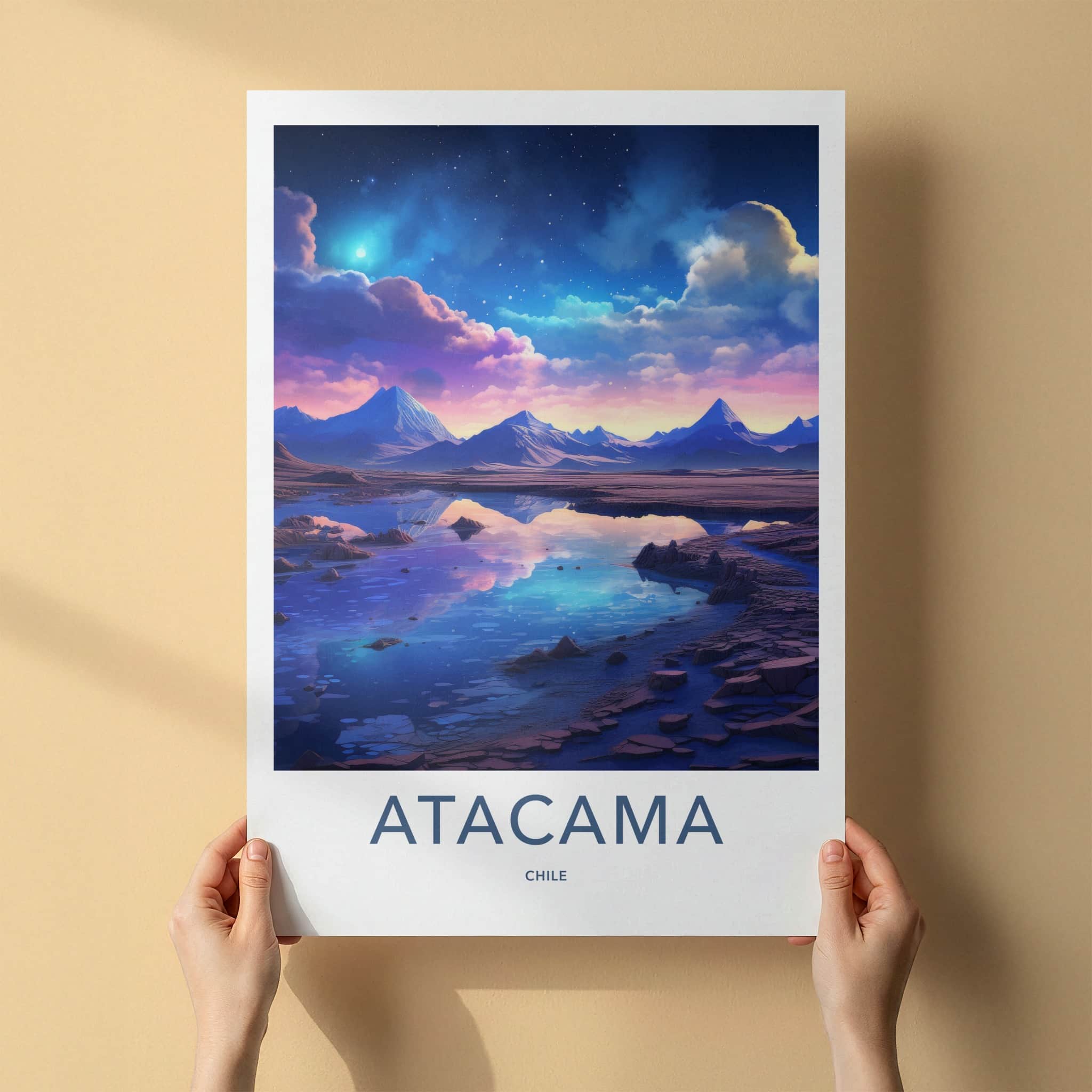 Atacama Poster - Chile Travel Art - Vibrant Sky Reflection Home Decor