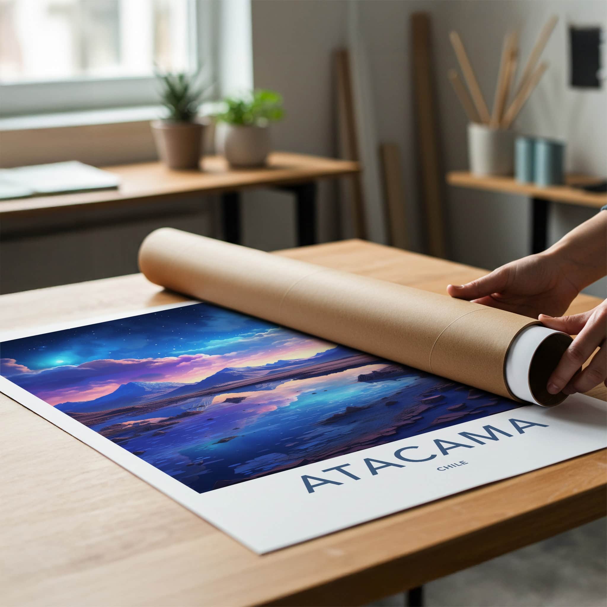 Atacama Poster - Chile Travel Art - Vibrant Sky Reflection Home Decor