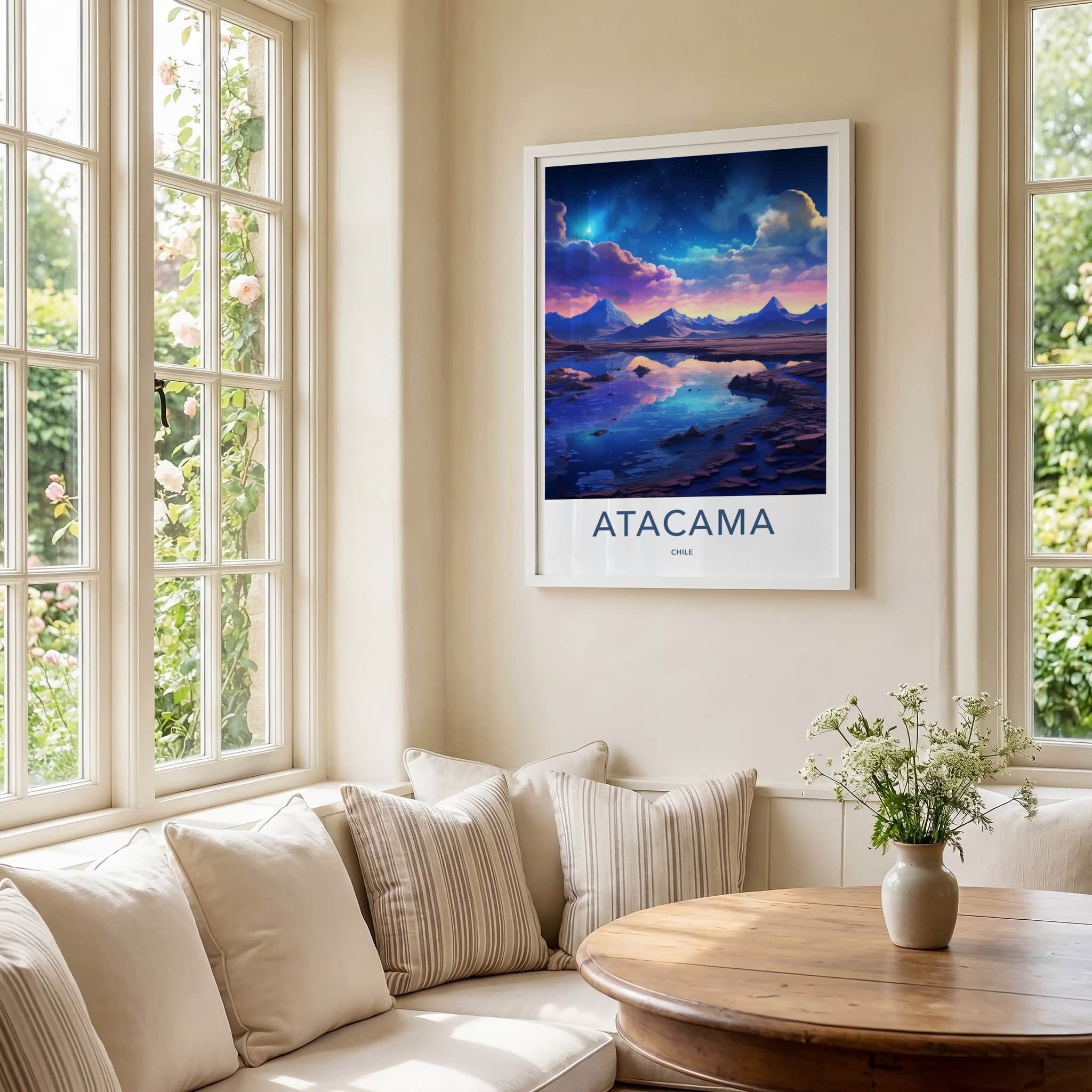 Atacama Poster - Chile Travel Art - Vibrant Sky Reflection Home Decor