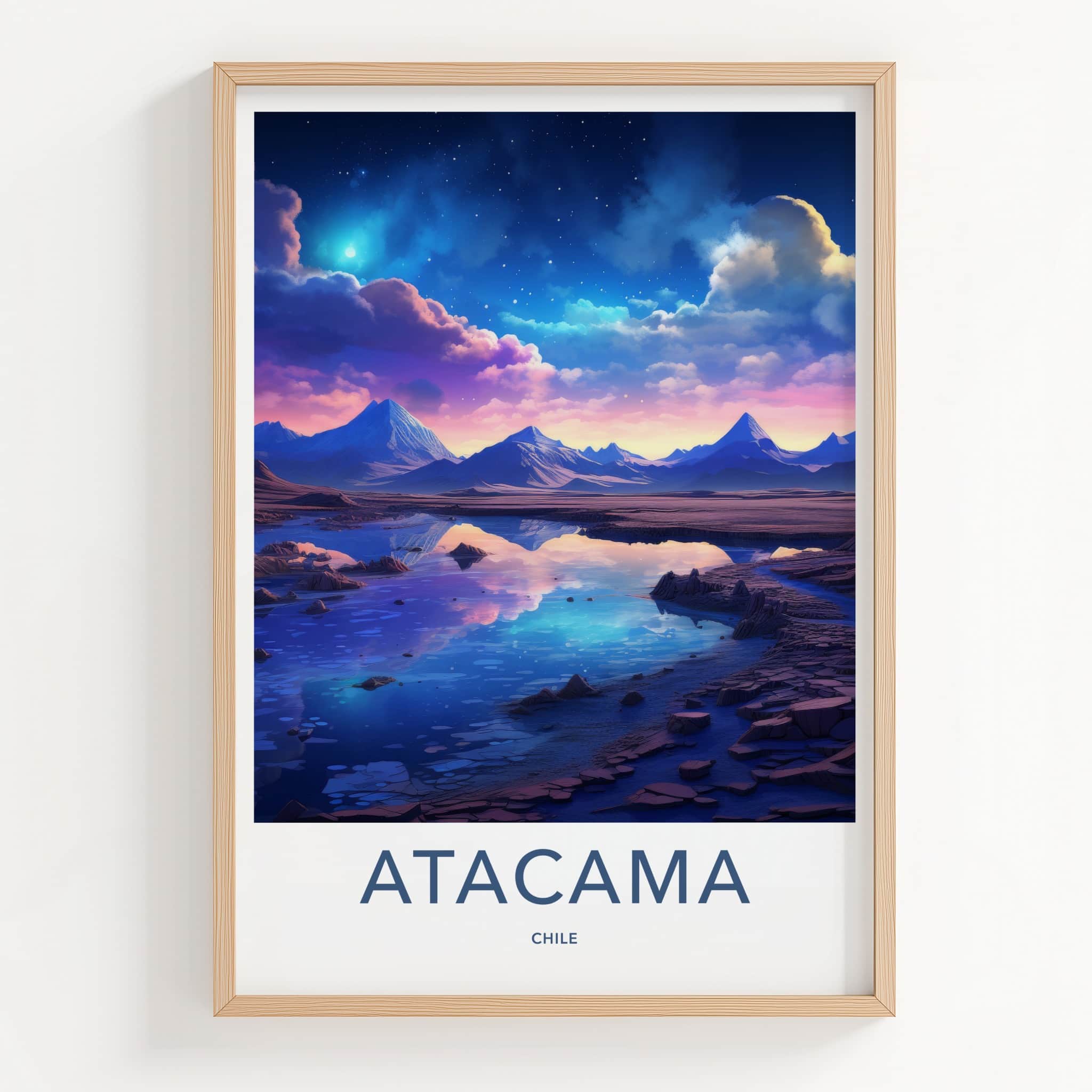 Atacama Poster - Chile Travel Art - Vibrant Sky Reflection Home Decor