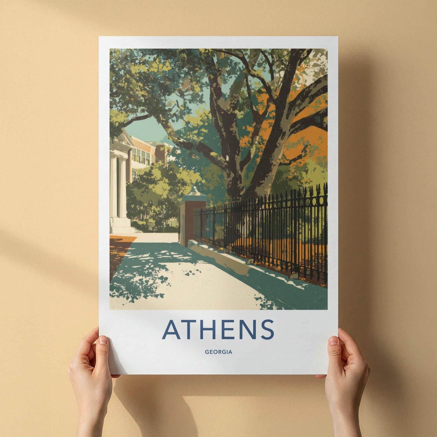 Athens Poster - Georgia Art Print - Vibrant Street Scene Home Decor