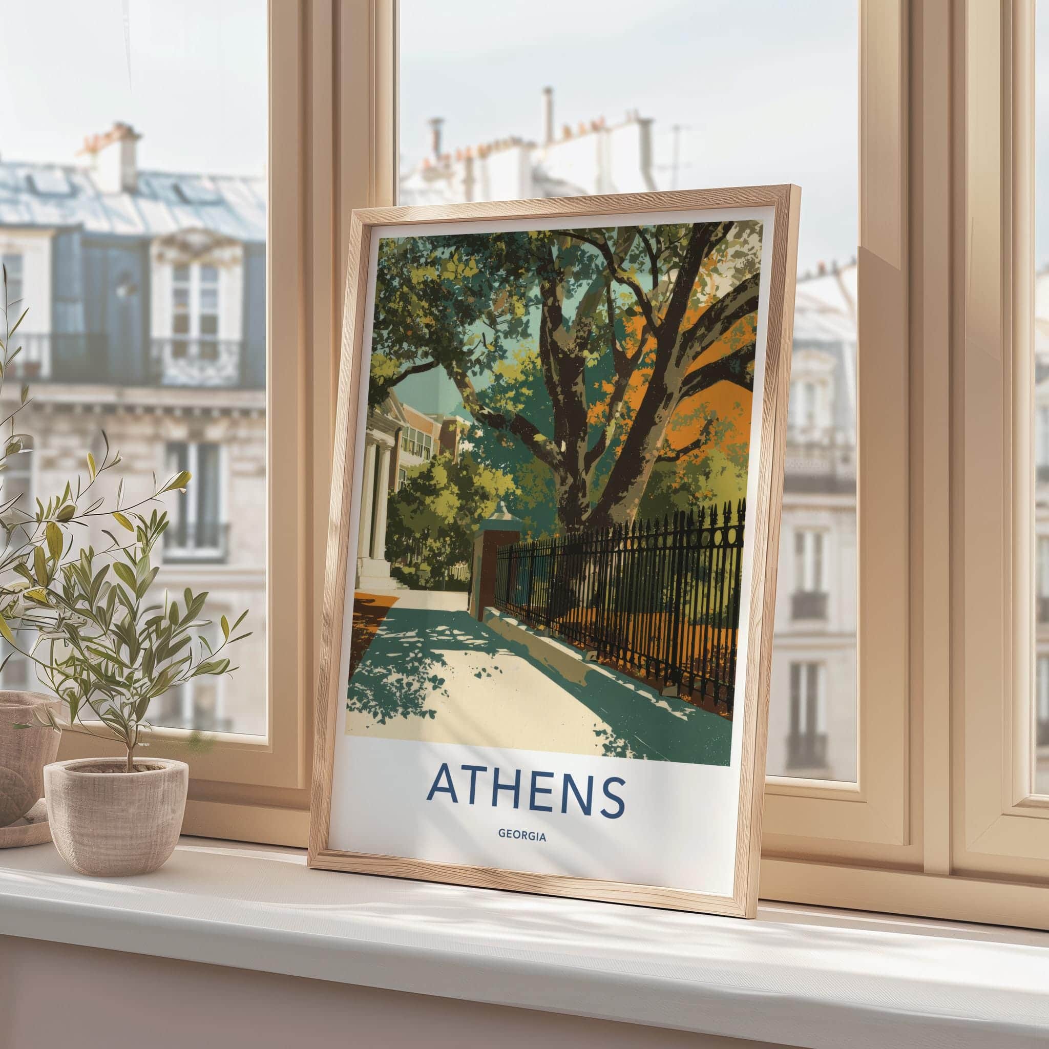 Athens Poster - Georgia Art Print - Vibrant Street Scene Home Decor