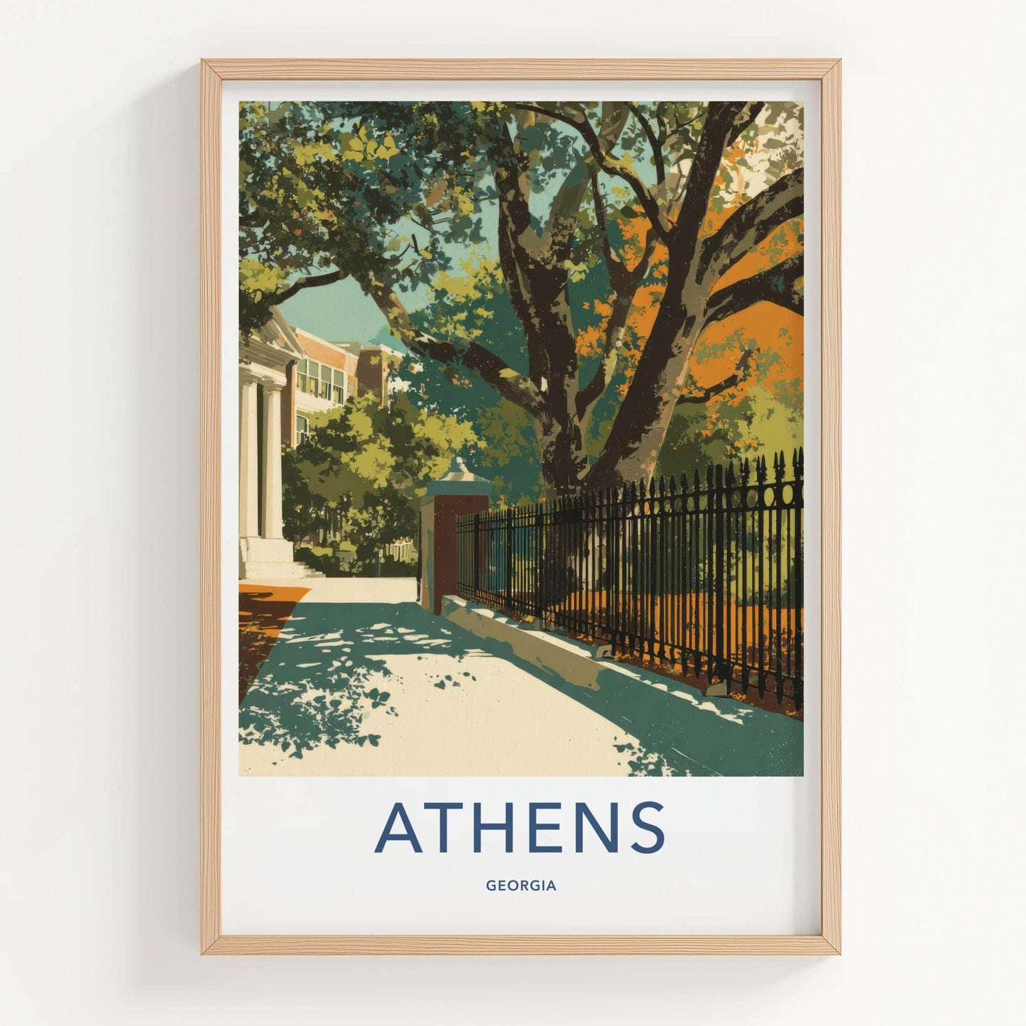 Athens Poster - Georgia Art Print - Vibrant Street Scene Home Decor