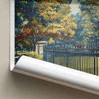Athens Poster - Georgia Travel Art - Autumn Park Fence Home Decor