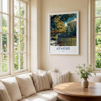Athens Poster - Georgia Travel Art - Autumn Park Fence Home Decor