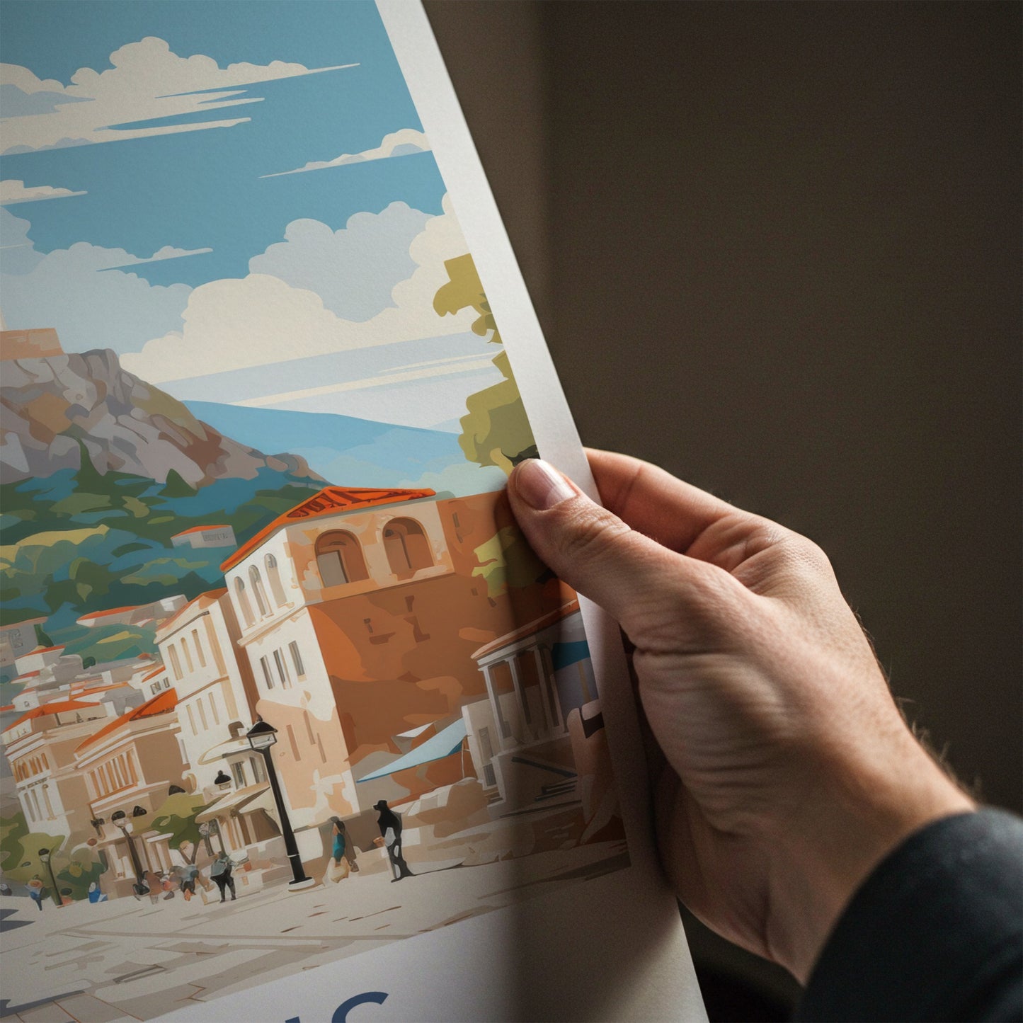 Athens Poster - Greece Framed Print - Acropolis Overlooking City Framed Decor