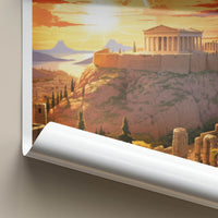 Athens Poster - Greece Framed Print - Acropolis Sunset Glow Lounge Decor