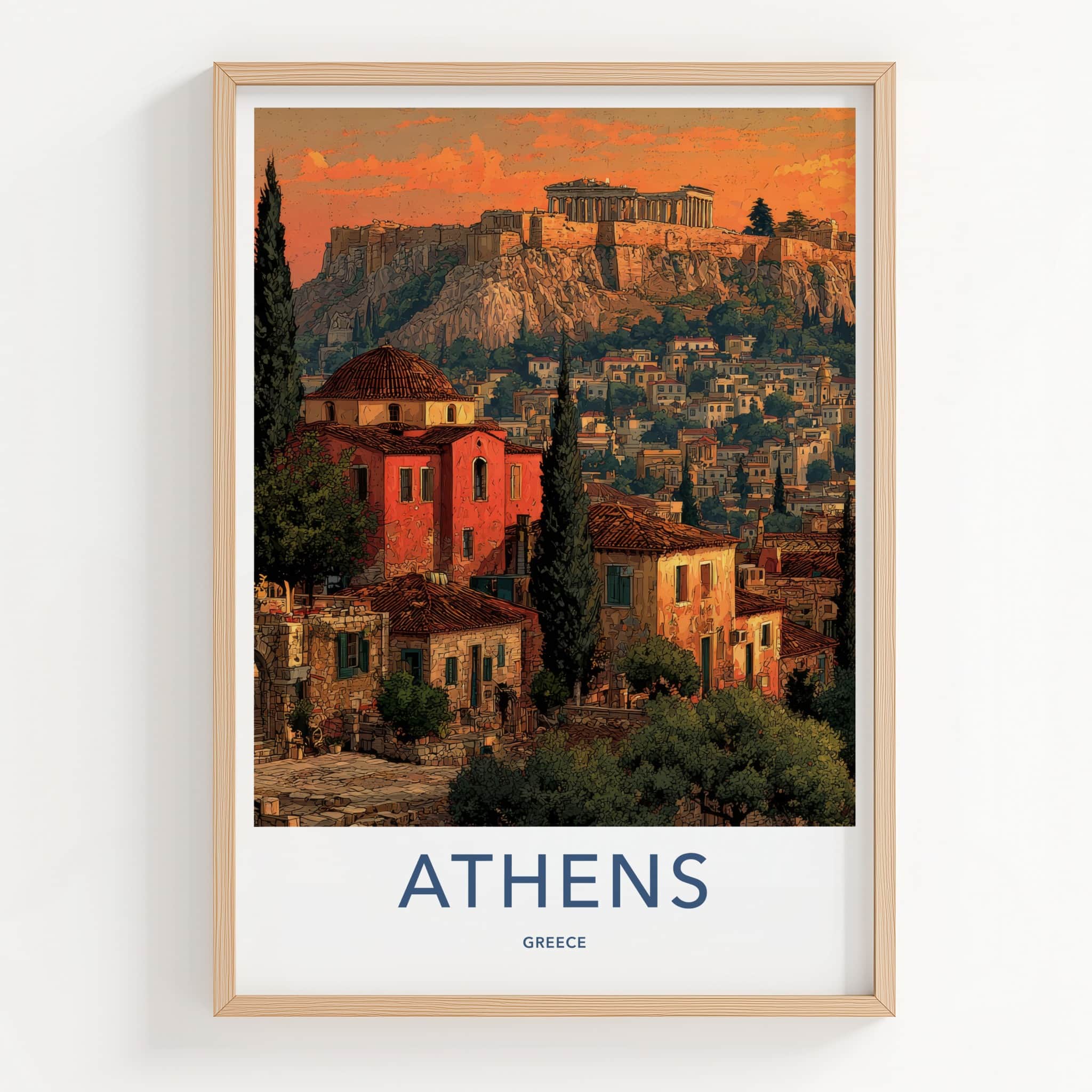Athens Poster - Greece Travel Art - Acropolis Cityscape Home Decor