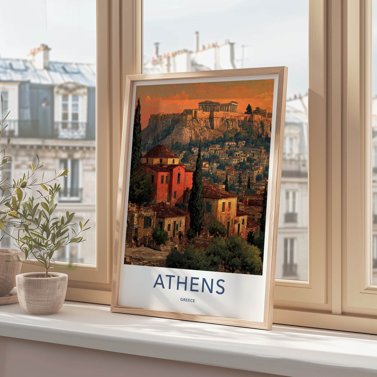 Athens Poster - Greece Travel Art - Acropolis Cityscape Home Decor