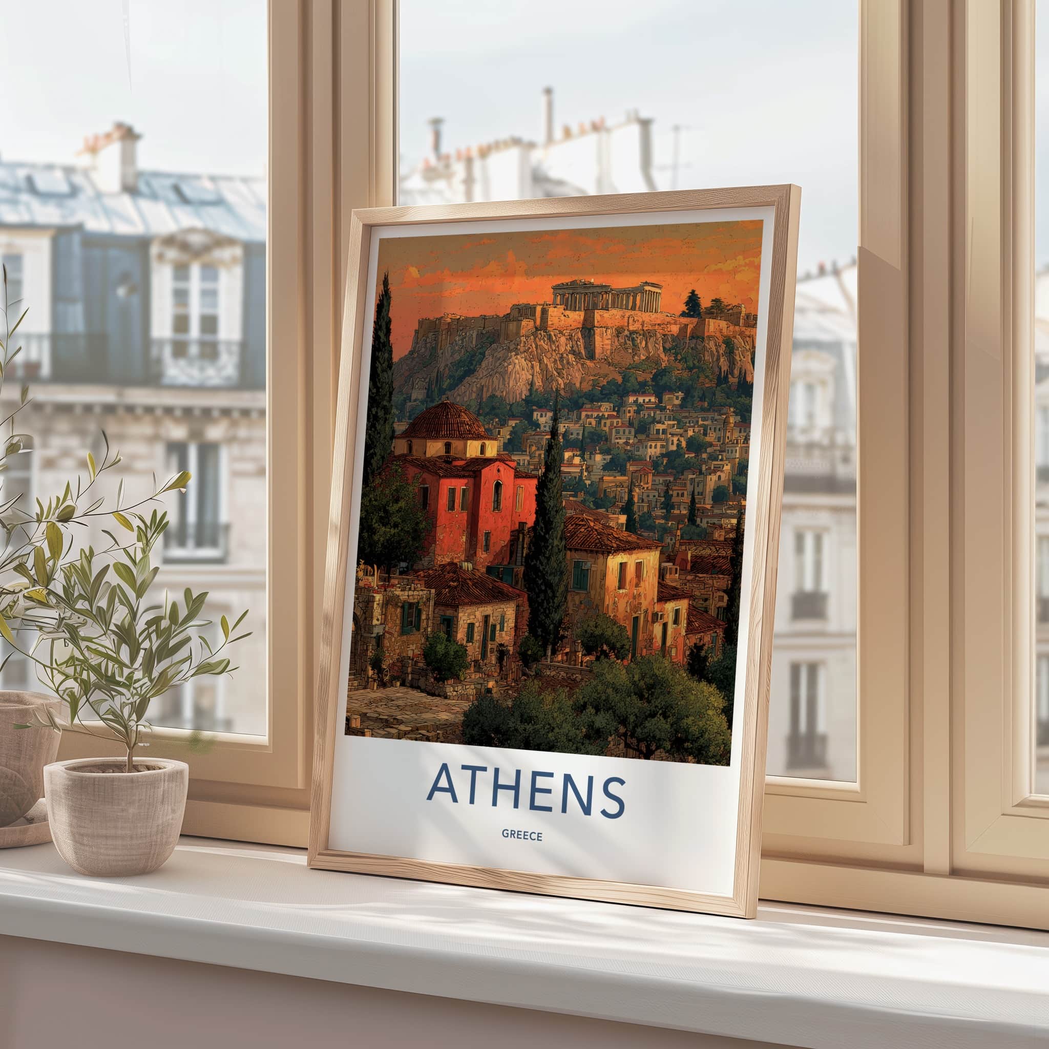 Athens Poster - Greece Travel Art - Acropolis Cityscape Home Decor