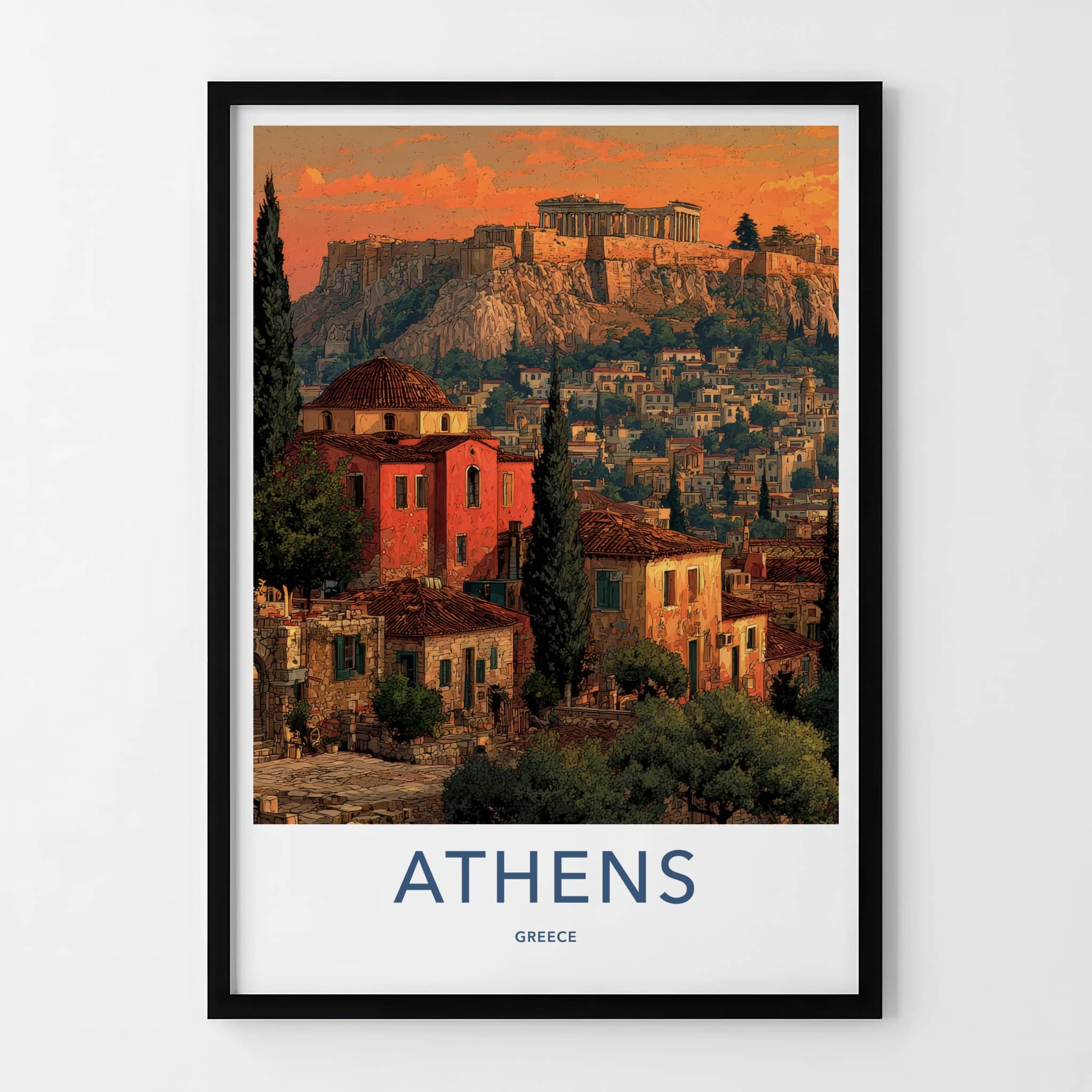 Athens Poster - Greece Travel Art - Acropolis Cityscape Home Decor
