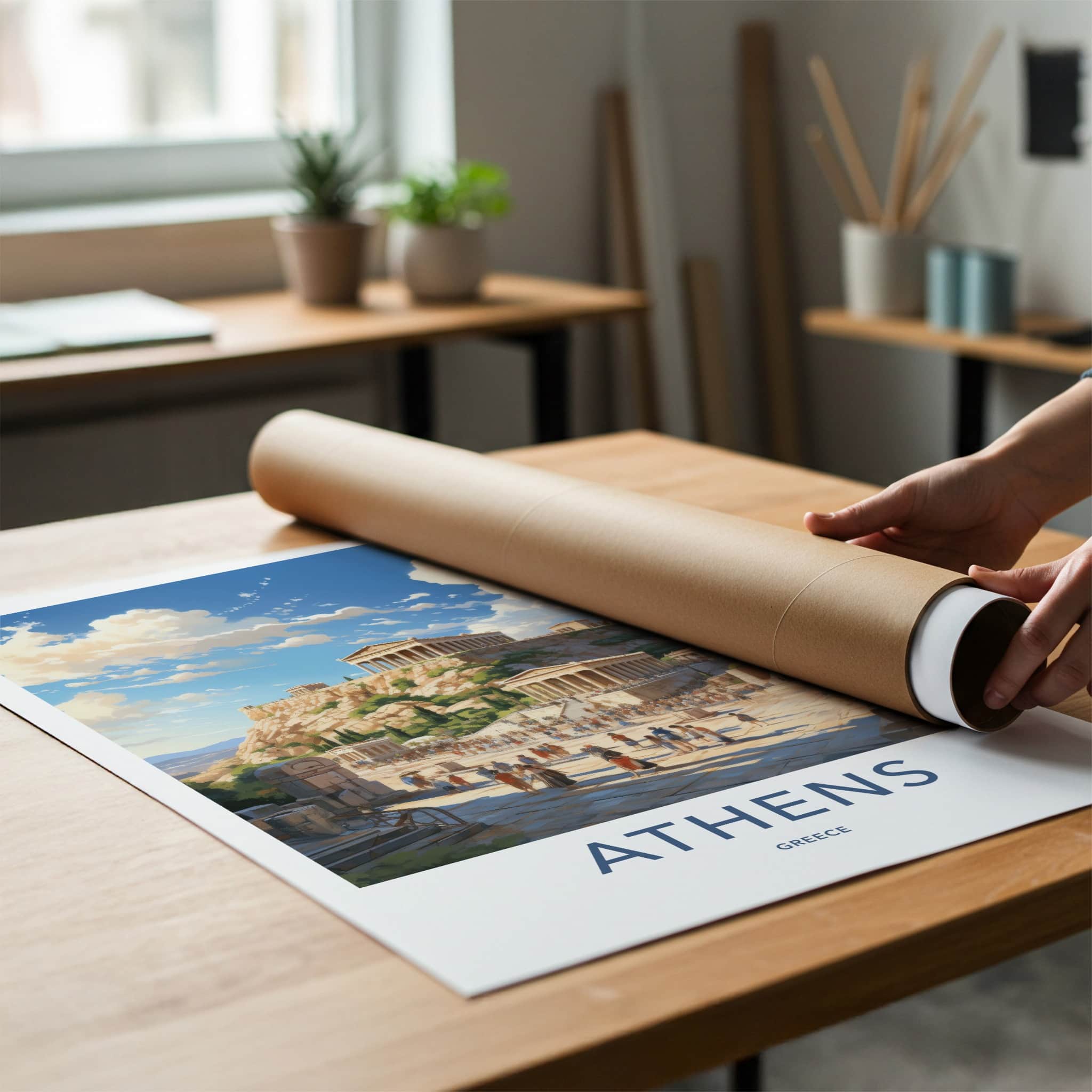 Athens Poster - Greece Travel Art - Ancient Temple Acropolis Home Decor