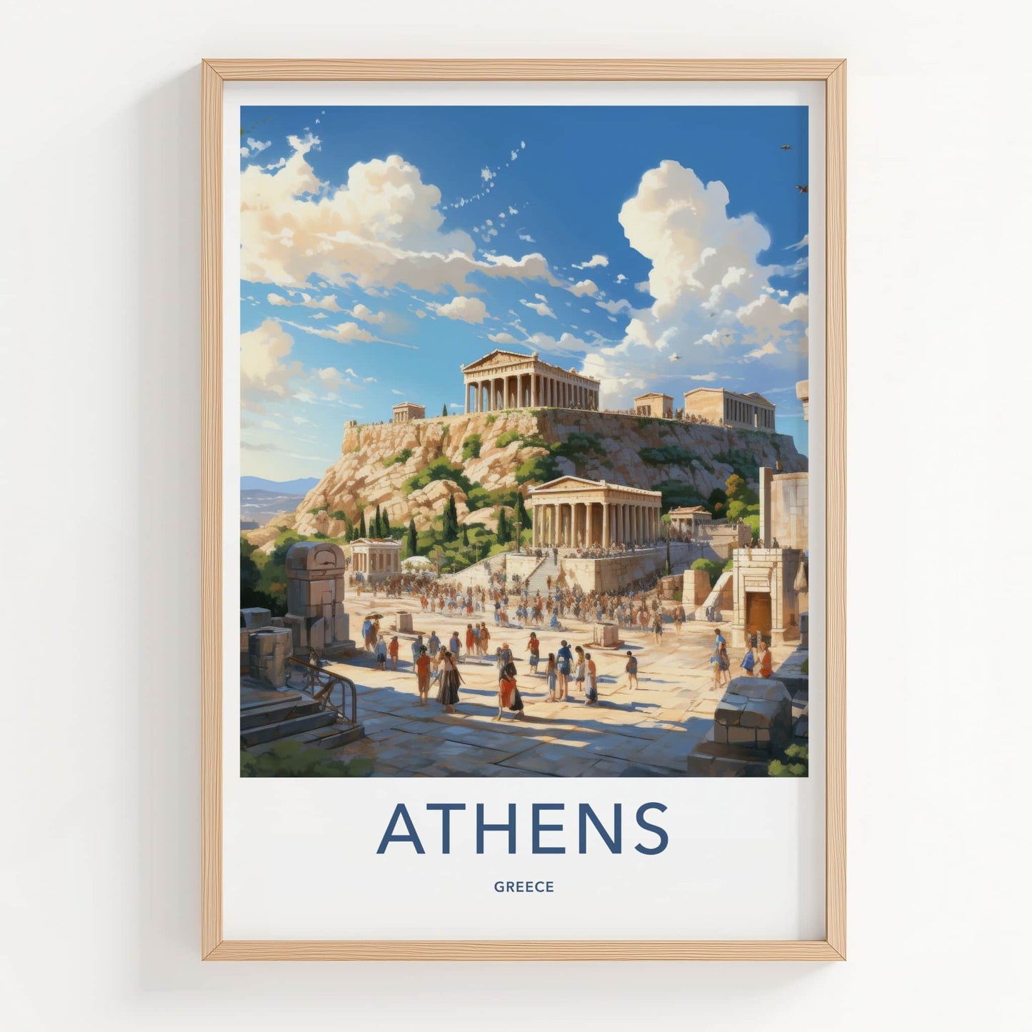 Athens Poster - Greece Travel Art - Ancient Temple Acropolis Home Decor