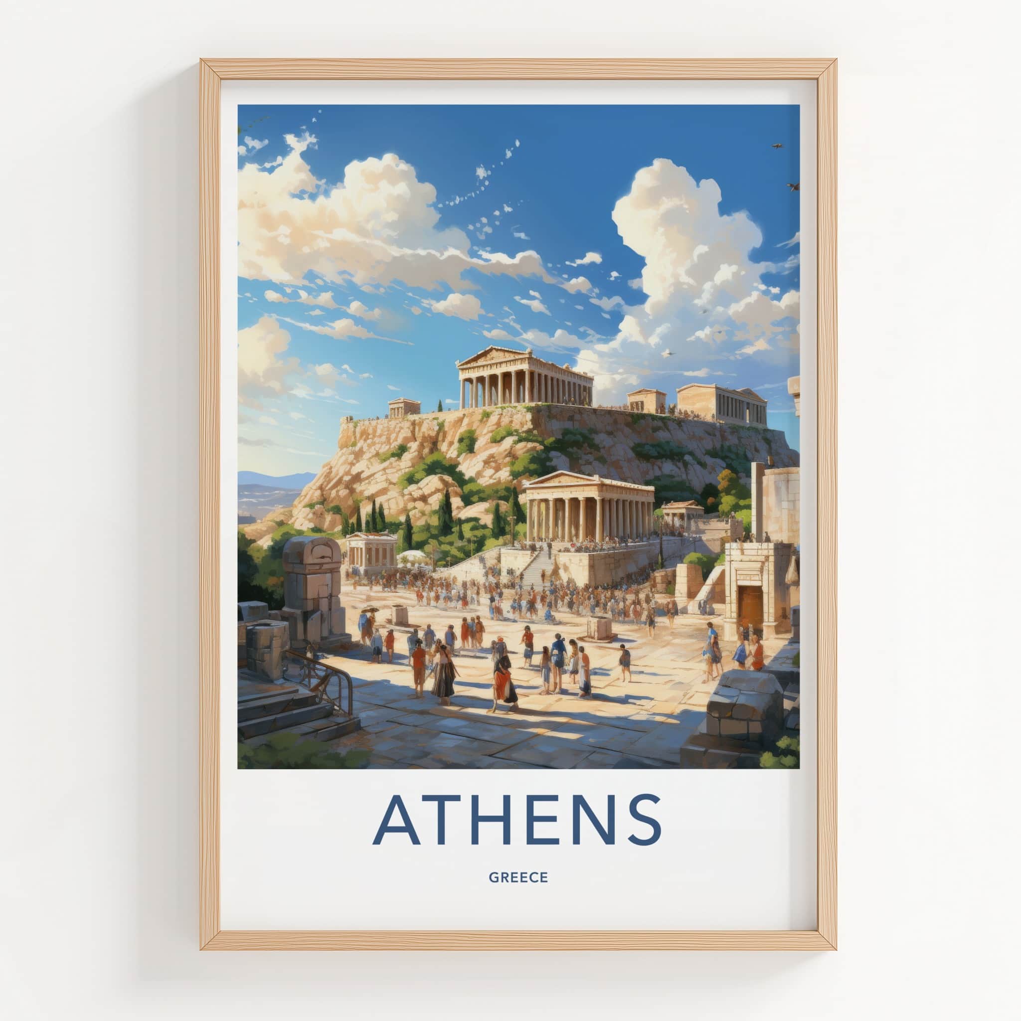 Athens Poster - Greece Travel Art - Ancient Temple Acropolis Home Decor