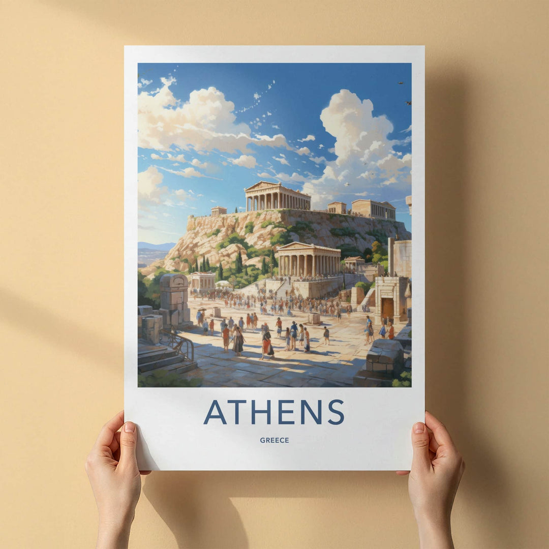 Athens Poster - Greece Travel Art - Ancient Temple Acropolis Home Decor