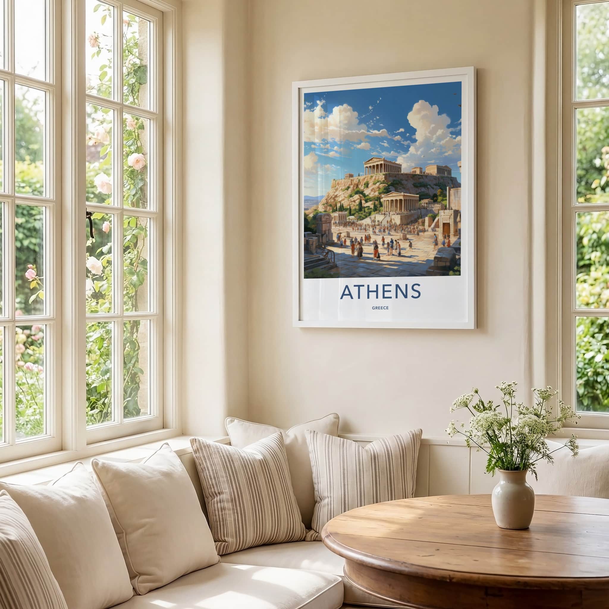 Athens Poster - Greece Travel Art - Ancient Temple Acropolis Home Decor