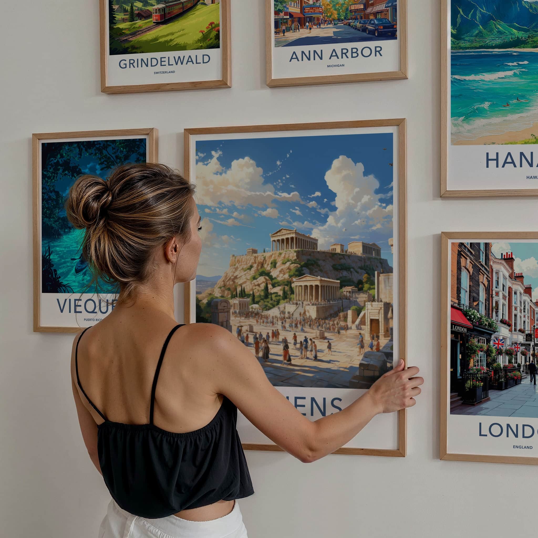 Athens Poster - Greece Travel Art - Ancient Temple Acropolis Home Decor