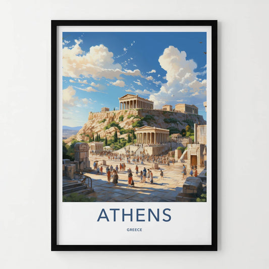 Athens Poster - Greece Travel Art - Ancient Temple Acropolis Home Decor