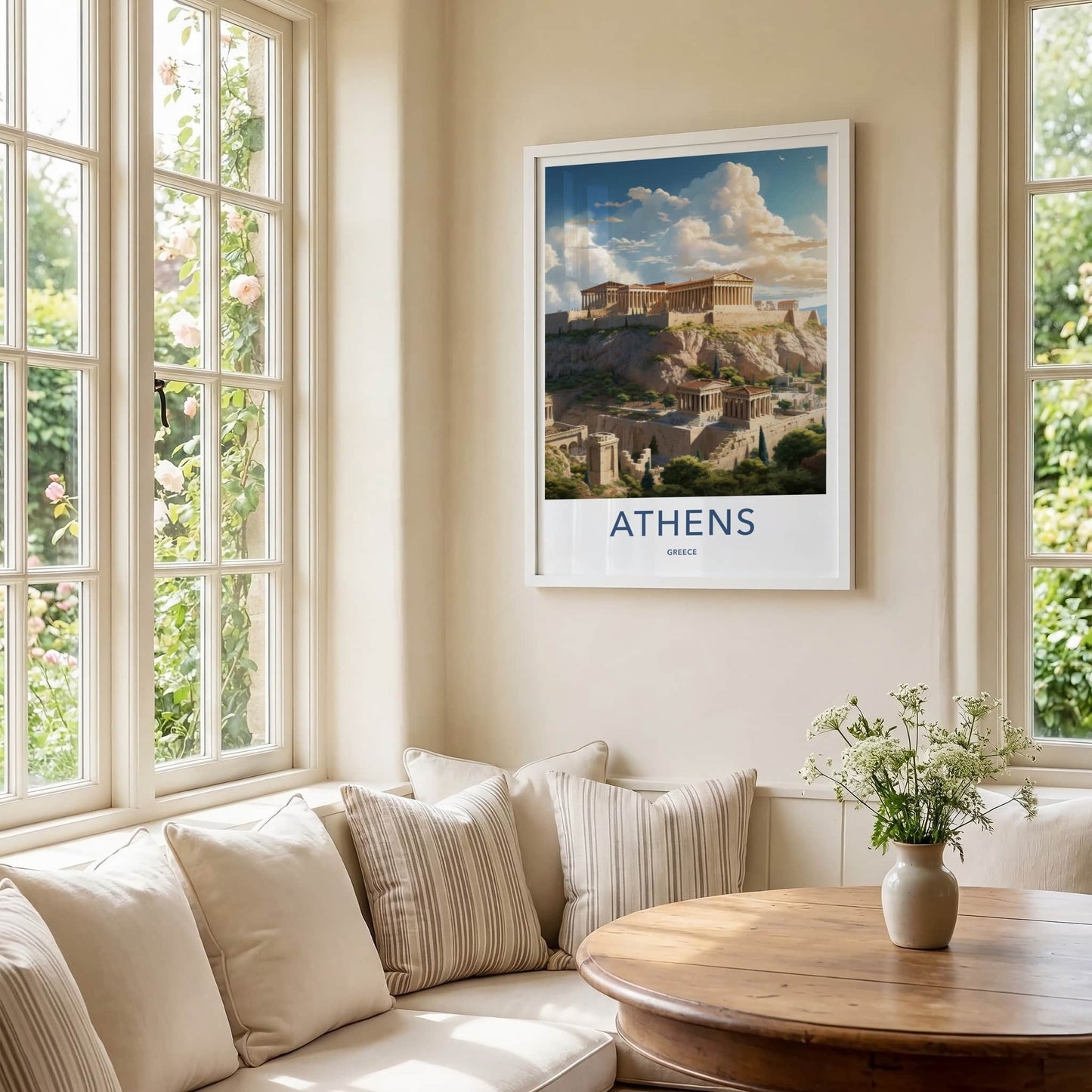 Athens Poster - Greece Travel Art - Ancient Temple Hilltop Home Decor