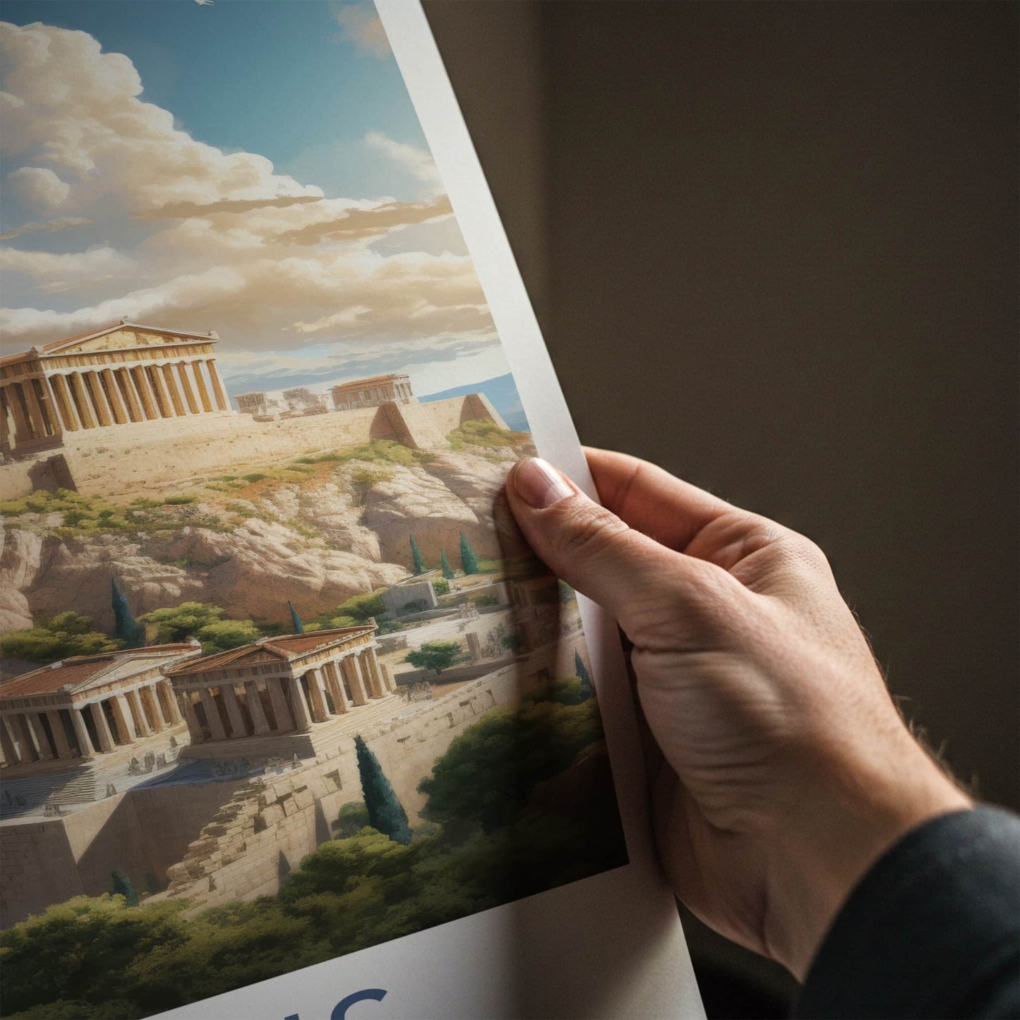 Athens Poster - Greece Travel Art - Ancient Temple Hilltop Home Decor