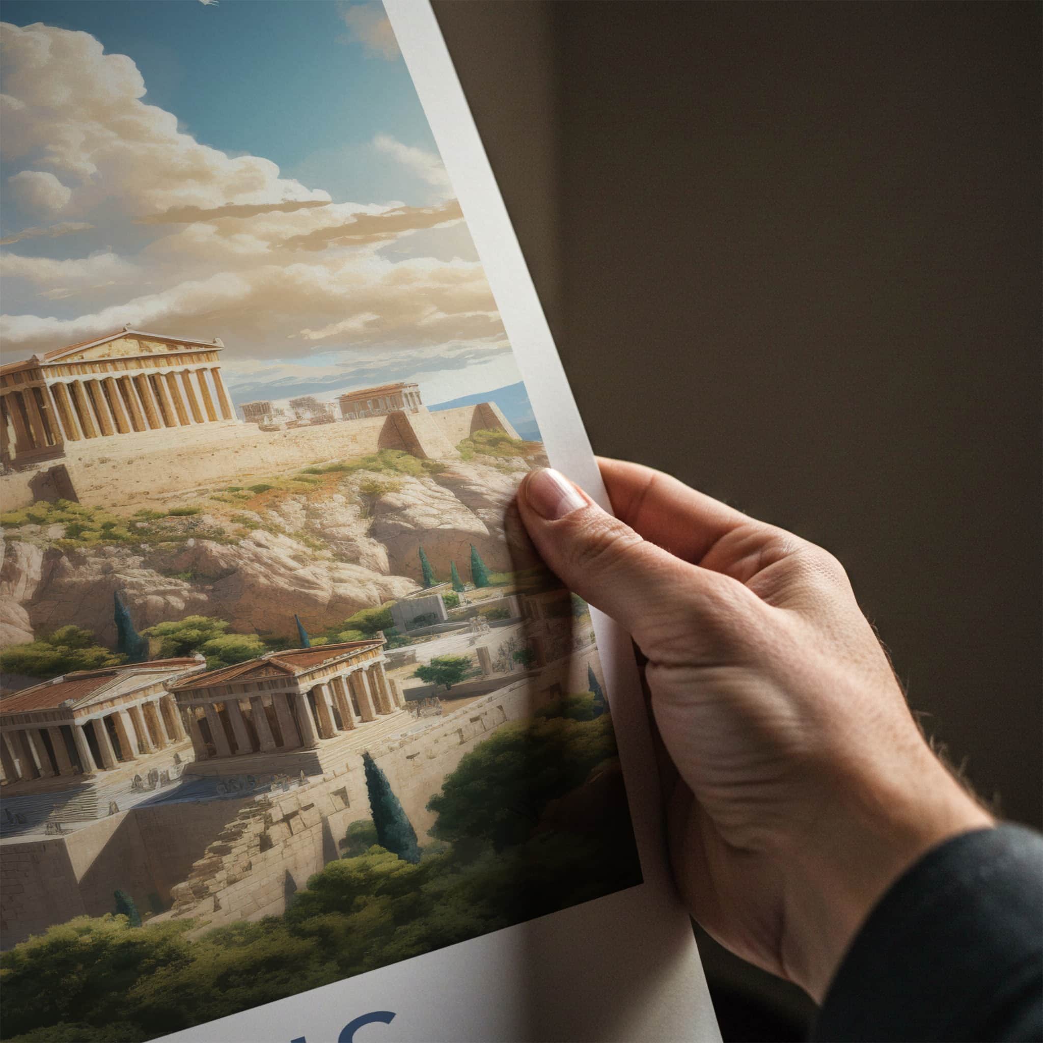 Athens Poster - Greece Travel Art - Ancient Temple Hilltop Home Decor
