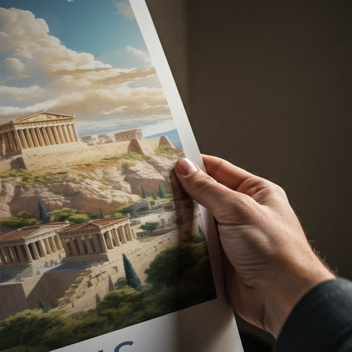 Athens Poster - Greece Travel Art - Ancient Temple Hilltop Home Decor