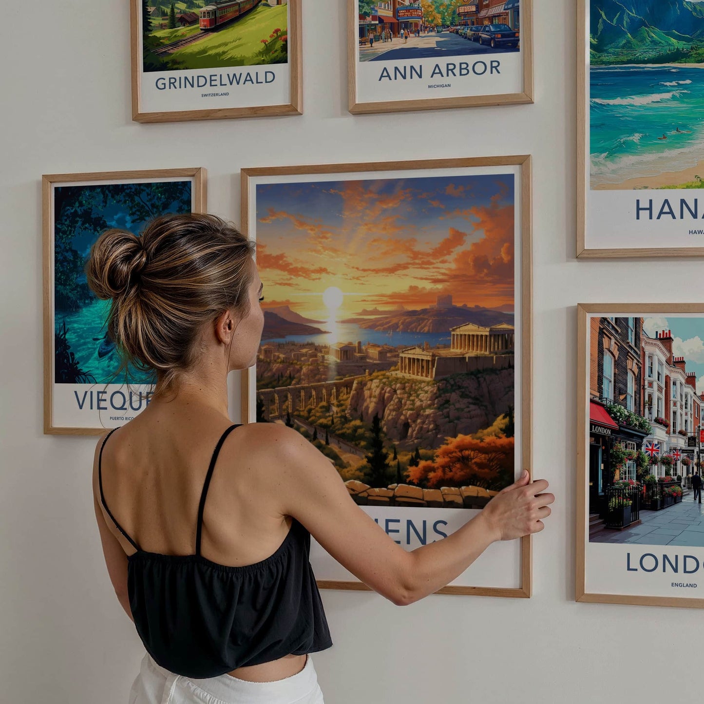 Athens Poster - Greece Travel Art - Historic Acropolis Sunset Home Decor