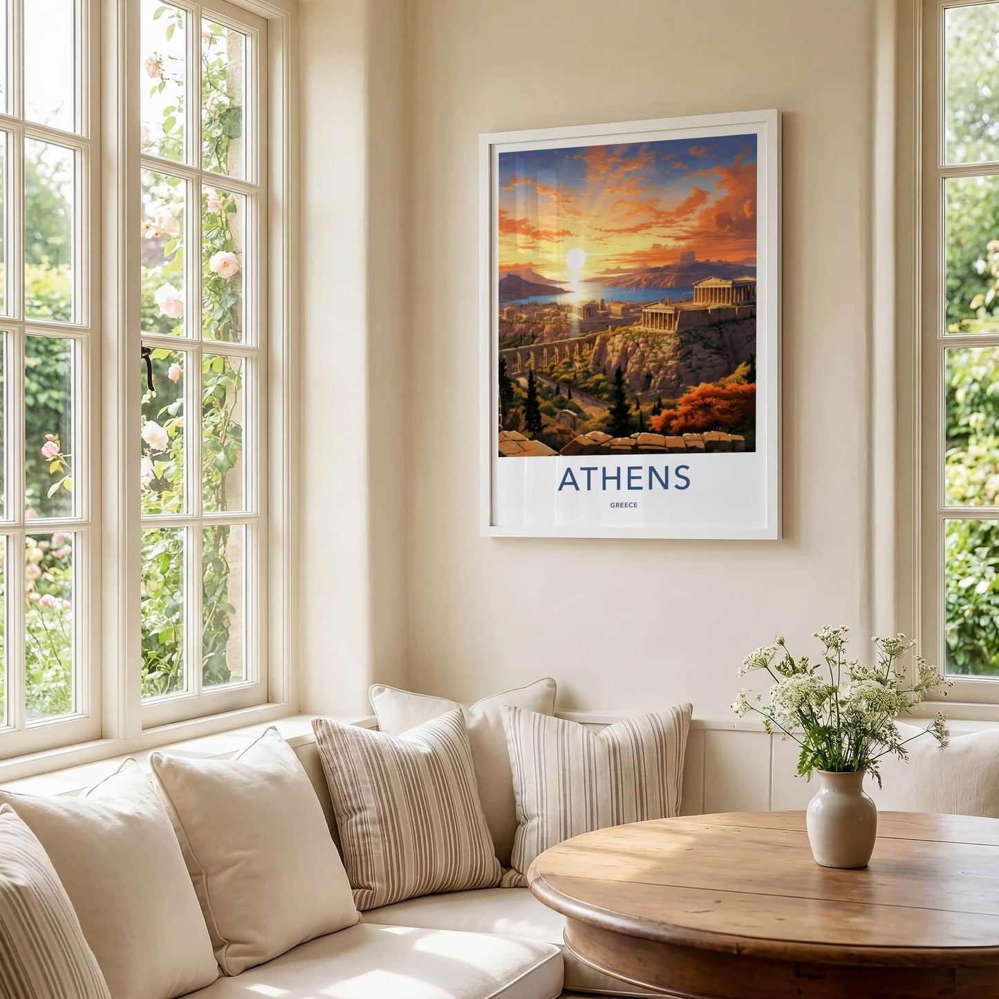 Athens Poster - Greece Travel Art - Historic Acropolis Sunset Home Decor