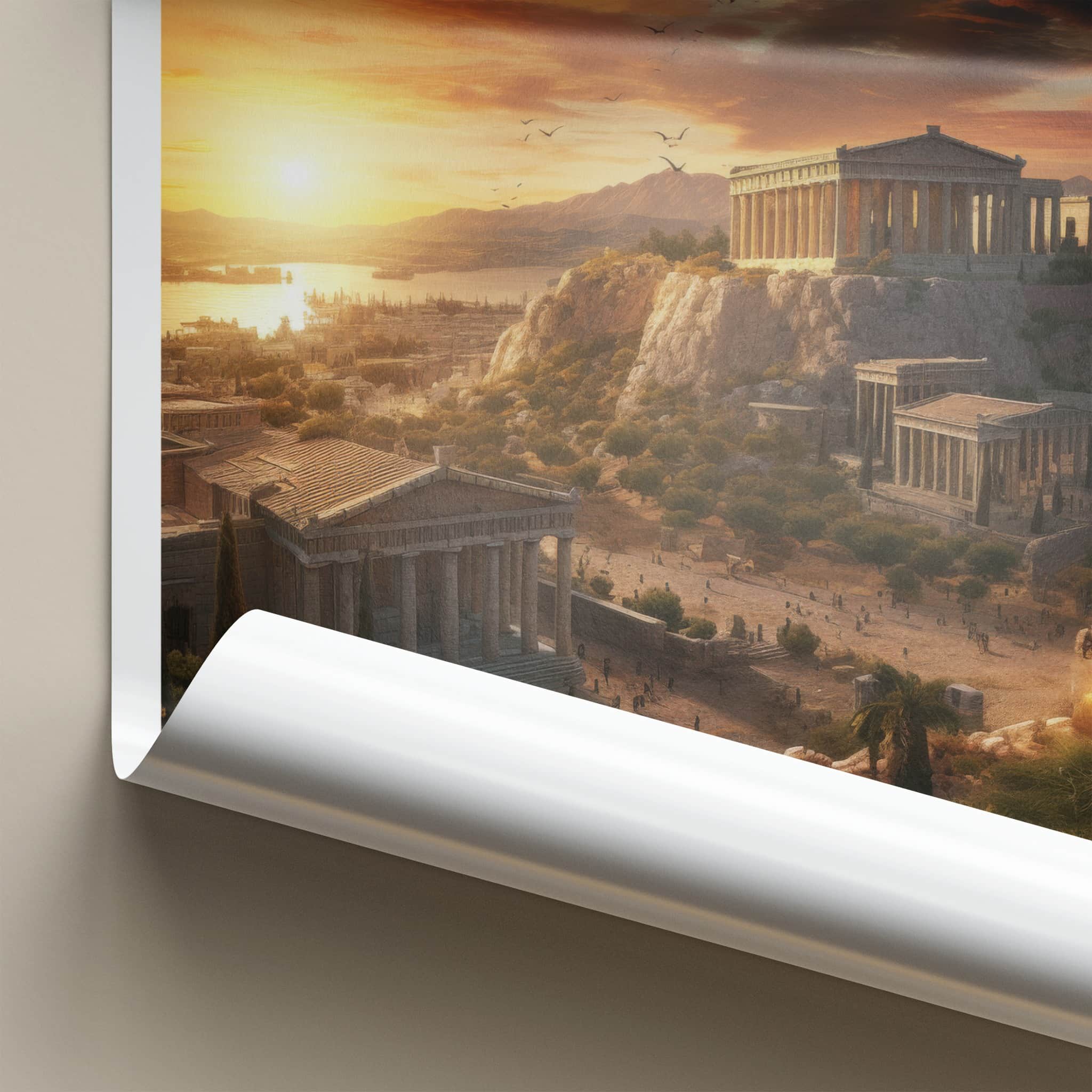 Athens Poster - Greece Wall Art - Ancient Acropolis Sunset Home Decor