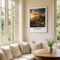 Athens Poster - Greece Wall Art - Ancient Acropolis Sunset Home Decor