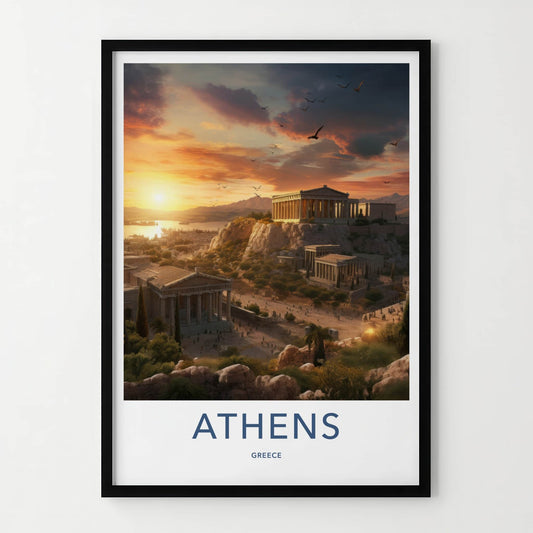 Athens Poster - Greece Wall Art - Ancient Acropolis Sunset Home Decor