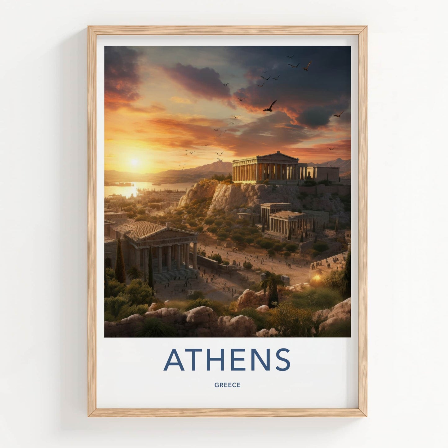 Athens Poster - Greece Wall Art - Ancient Acropolis Sunset Home Decor