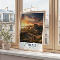 Athens Poster - Greece Wall Art - Ancient Acropolis Sunset Home Decor
