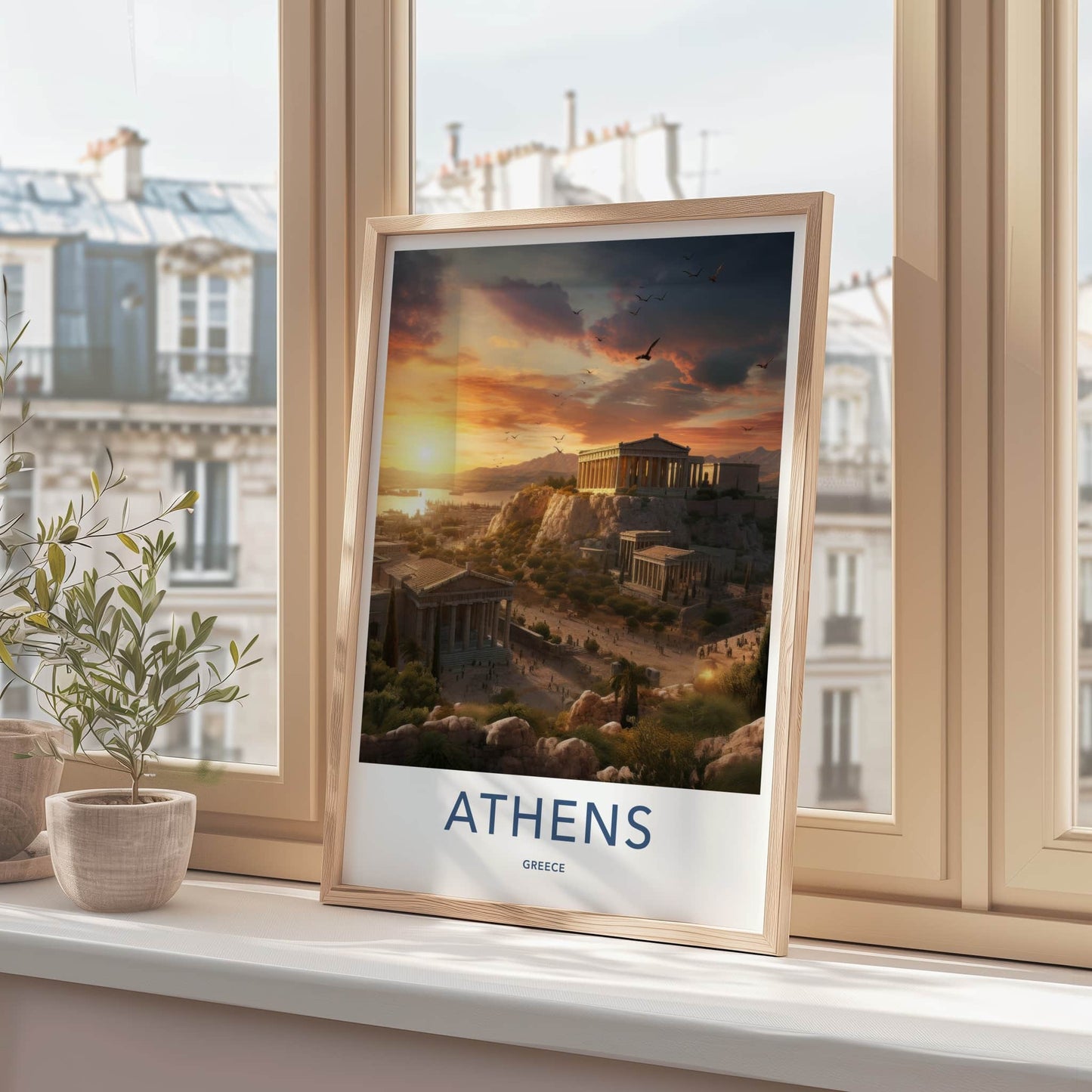 Athens Poster - Greece Wall Art - Ancient Acropolis Sunset Home Decor
