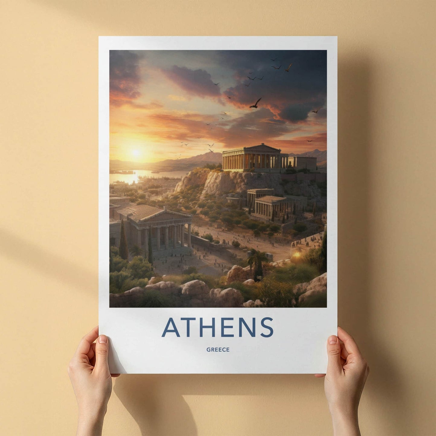 Athens Poster - Greece Wall Art - Ancient Acropolis Sunset Home Decor