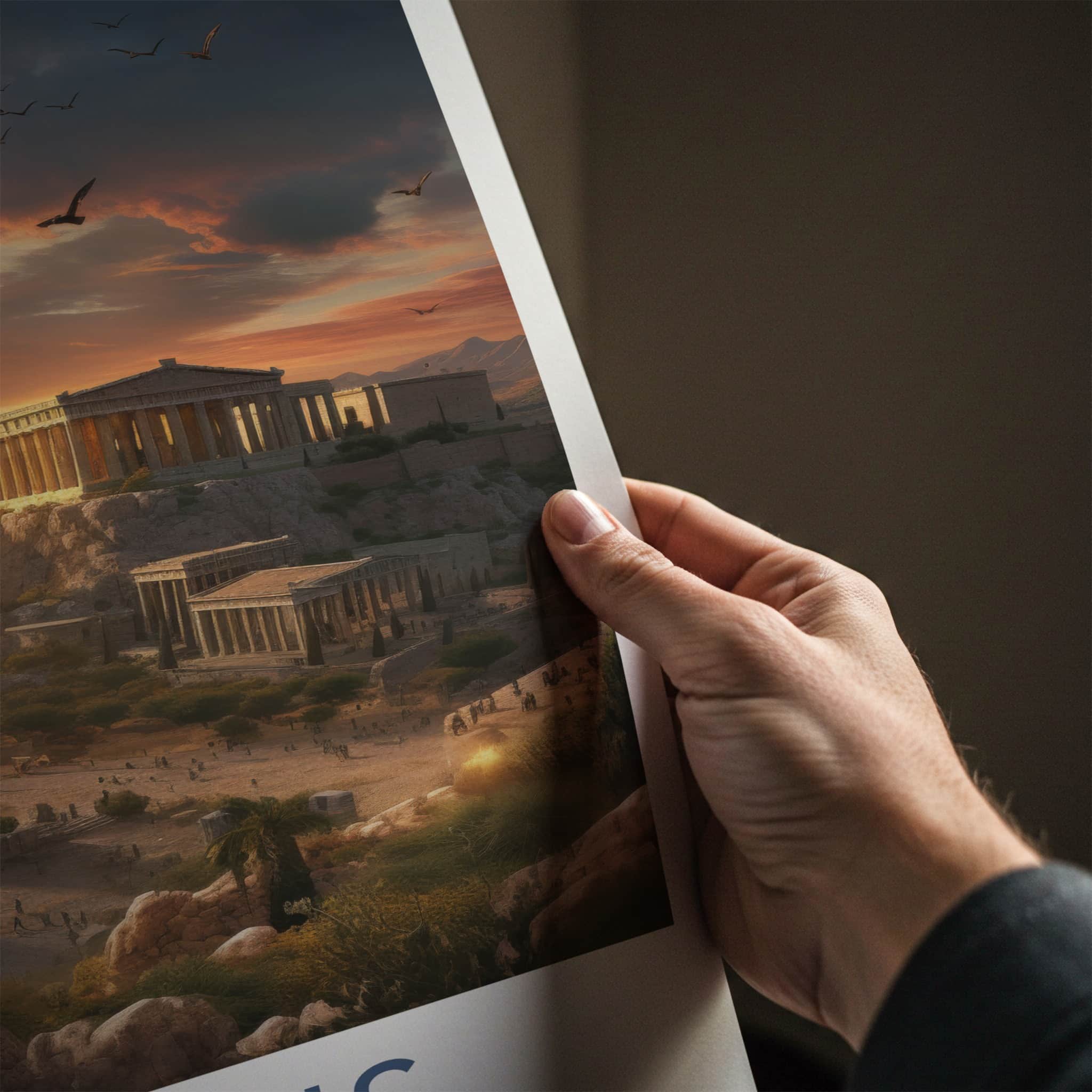 Athens Poster - Greece Wall Art - Ancient Acropolis Sunset Home Decor