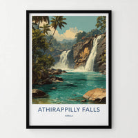 Athirappilly Falls Poster - India Travel Art - Jungle Waterfall Wall Decor