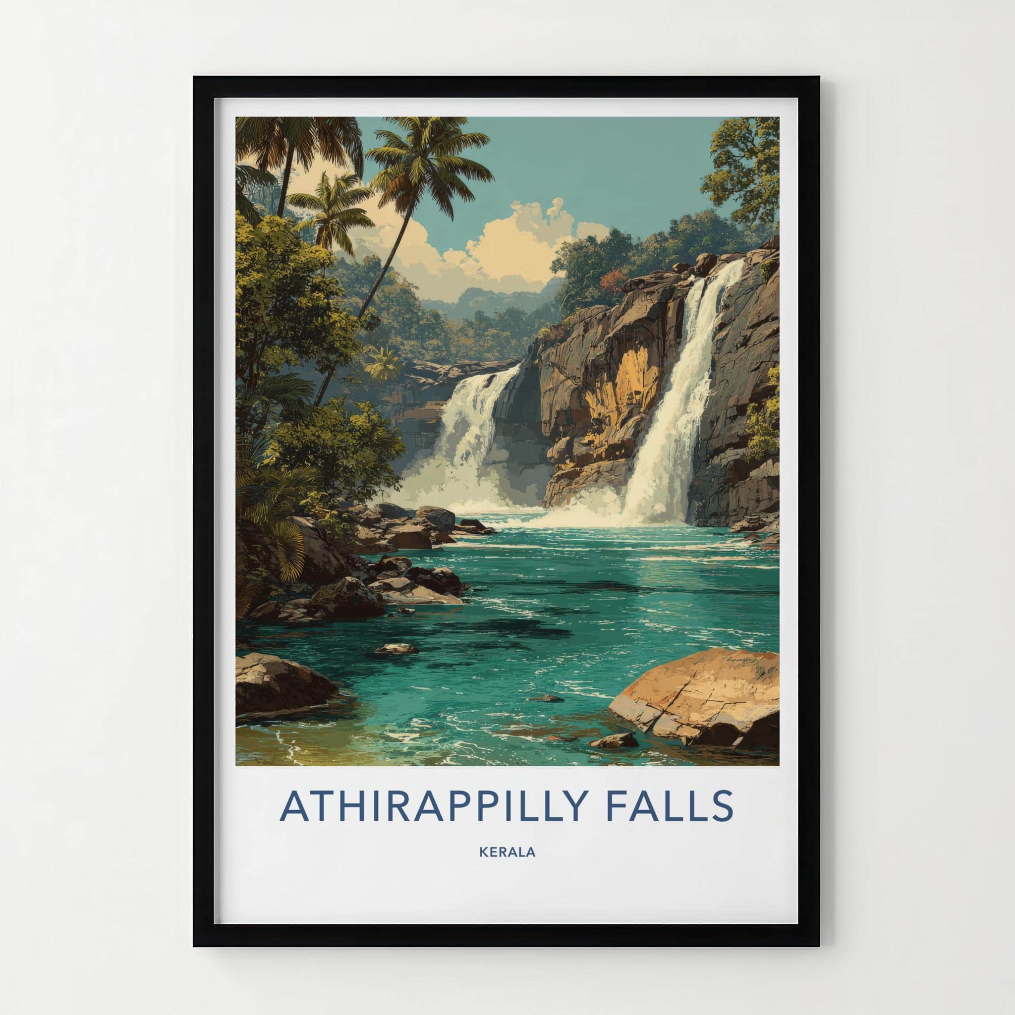 Athirappilly Falls Poster - India Travel Art - Jungle Waterfall Wall Decor