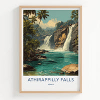 Athirappilly Falls Poster - India Travel Art - Jungle Waterfall Wall Decor